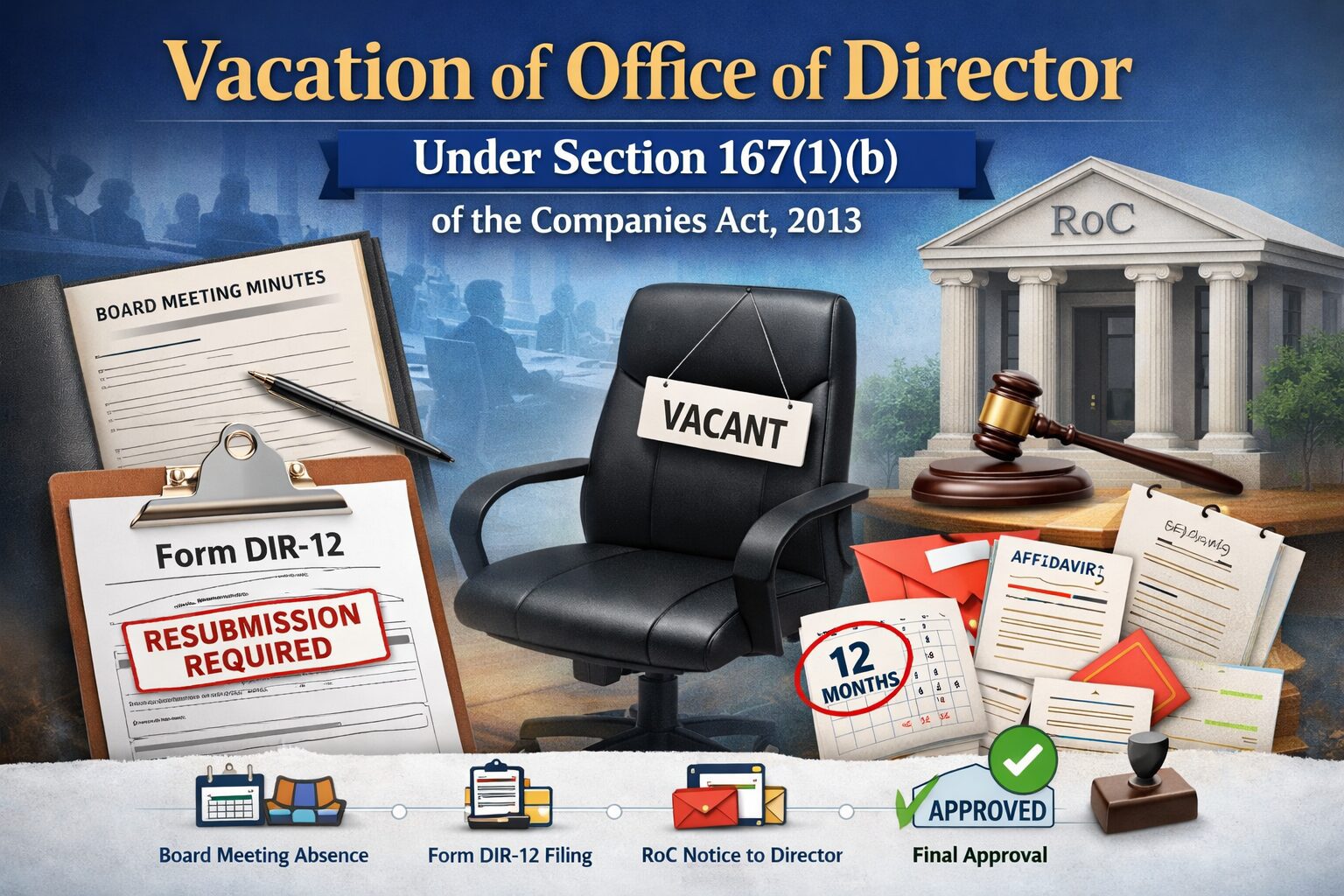 Vacation of Office of Director under Section 167(1)(b) of the Companies Act, 2013