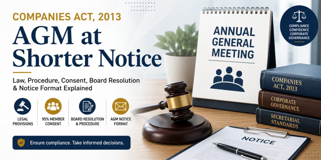 Calling an Annual General Meeting at Shorter Notice under the Companies Act, 2013 - Law, Procedure, Drafting, and Specimen Formats
