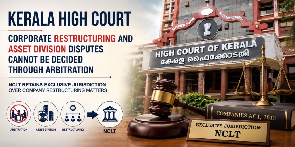 Kerala High Court Holds Corporate Restructuring and Asset Division Disputes Are Non-Arbitrable; Exclusive Jurisdiction Vests in NCLT