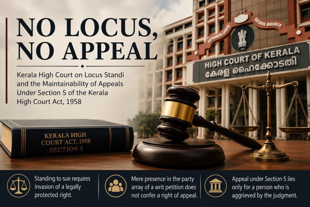 Mere Presence in a Writ Petition Does Not Confer a Right of Appeal: Kerala High Court Reiterates the Rule of Locus Standi