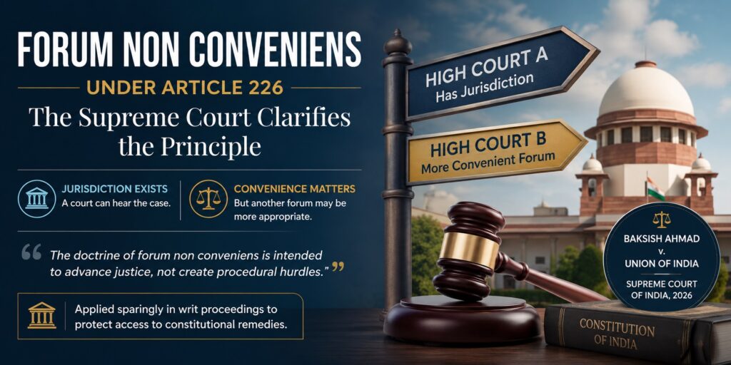 Forum Non Conveniens under Article 226: The Supreme Court Clarifies the Principle