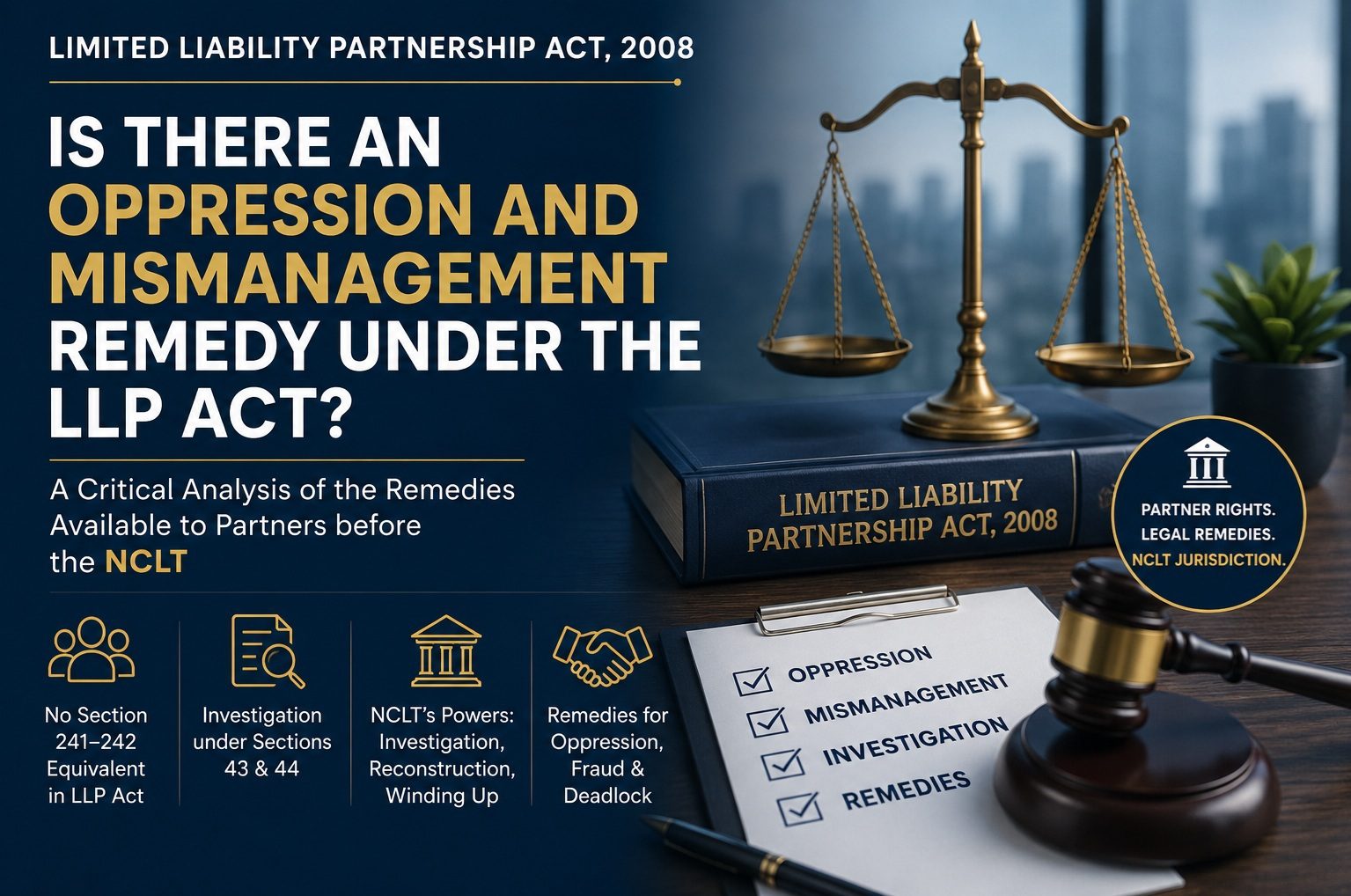 Is There an Oppression and Mismanagement Remedy under the Limited Liability Partnership Act, 2008? - A Critical Analysis of the Remedies Available to Partners before the National Company Law Tribunal