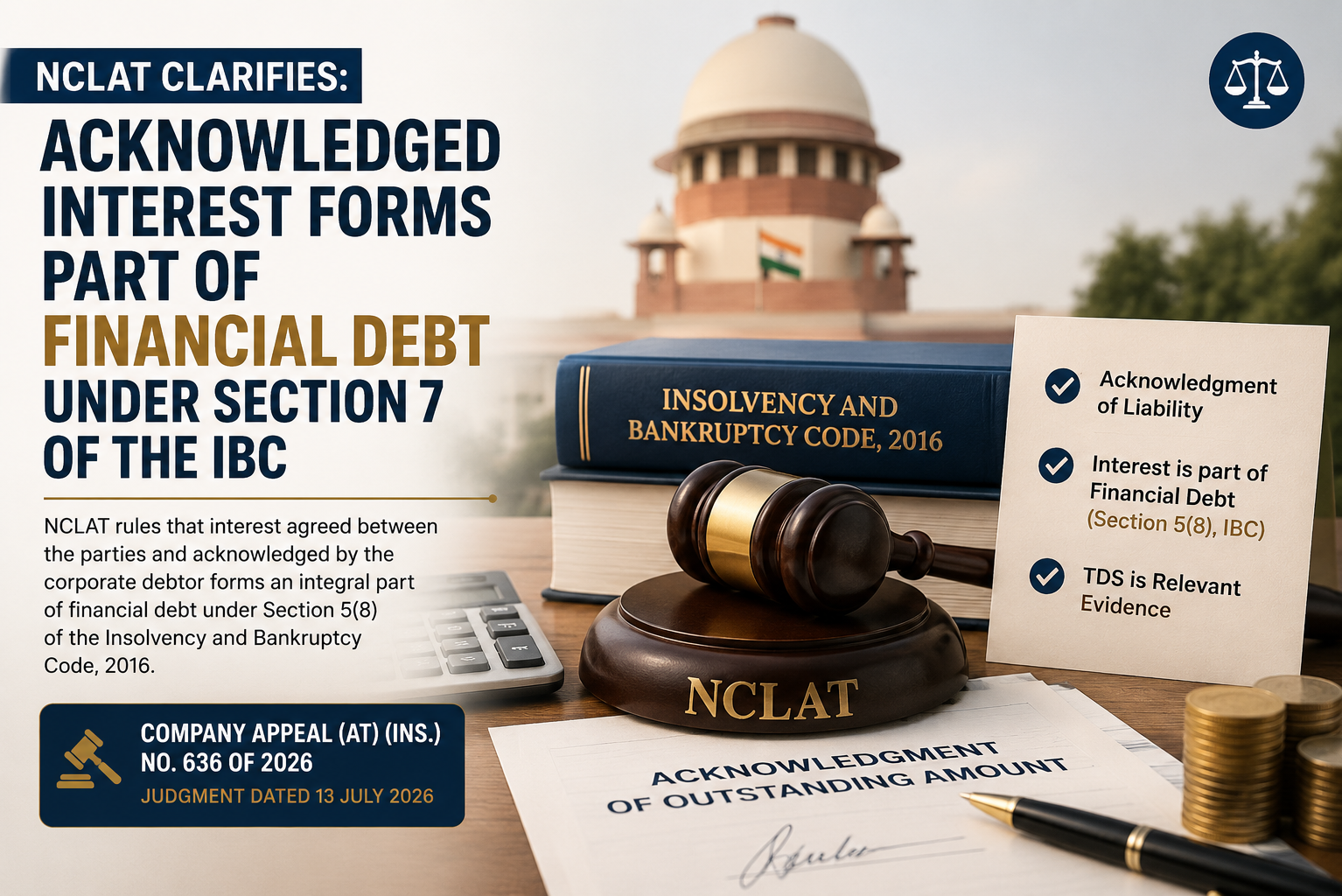 NCLAT Clarifies: Acknowledged Interest Forms Part of Financial Debt Under Section 7 of the IBC